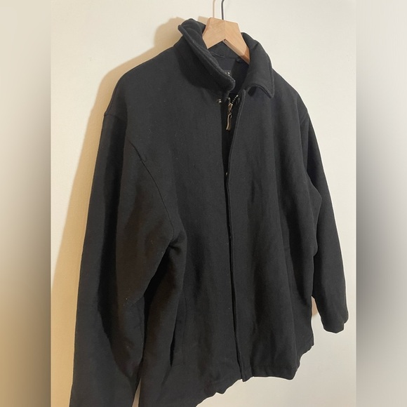 Perry Ellis Portfolio 100% Wool Mens Coat Jacket Size Med Black Quilted Lining - Picture 10 of 11